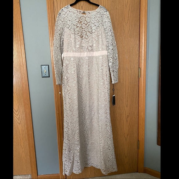 NWT Adrianna Papell Lace Long Sleeve Evening Gown - Picture 3 of 9